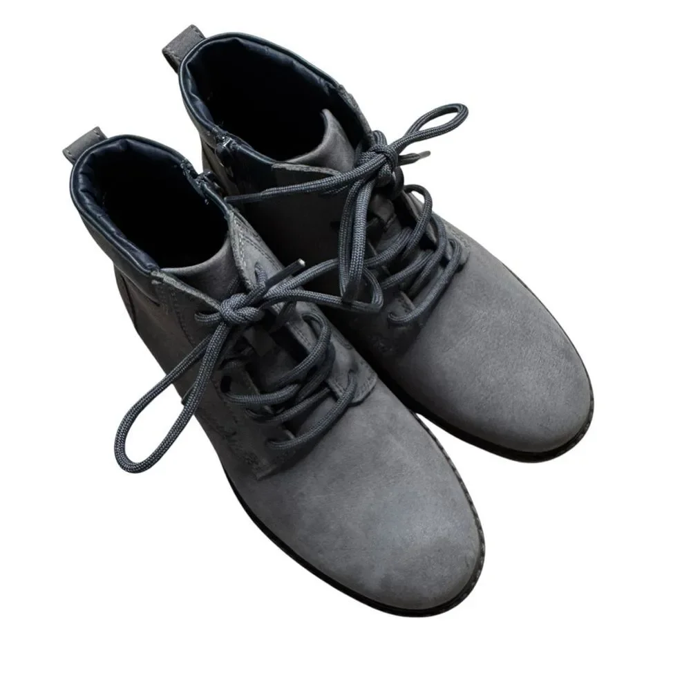 Johnston & Murphy Youth Patterson Grey Leather Zip Up Lace Up Size 1